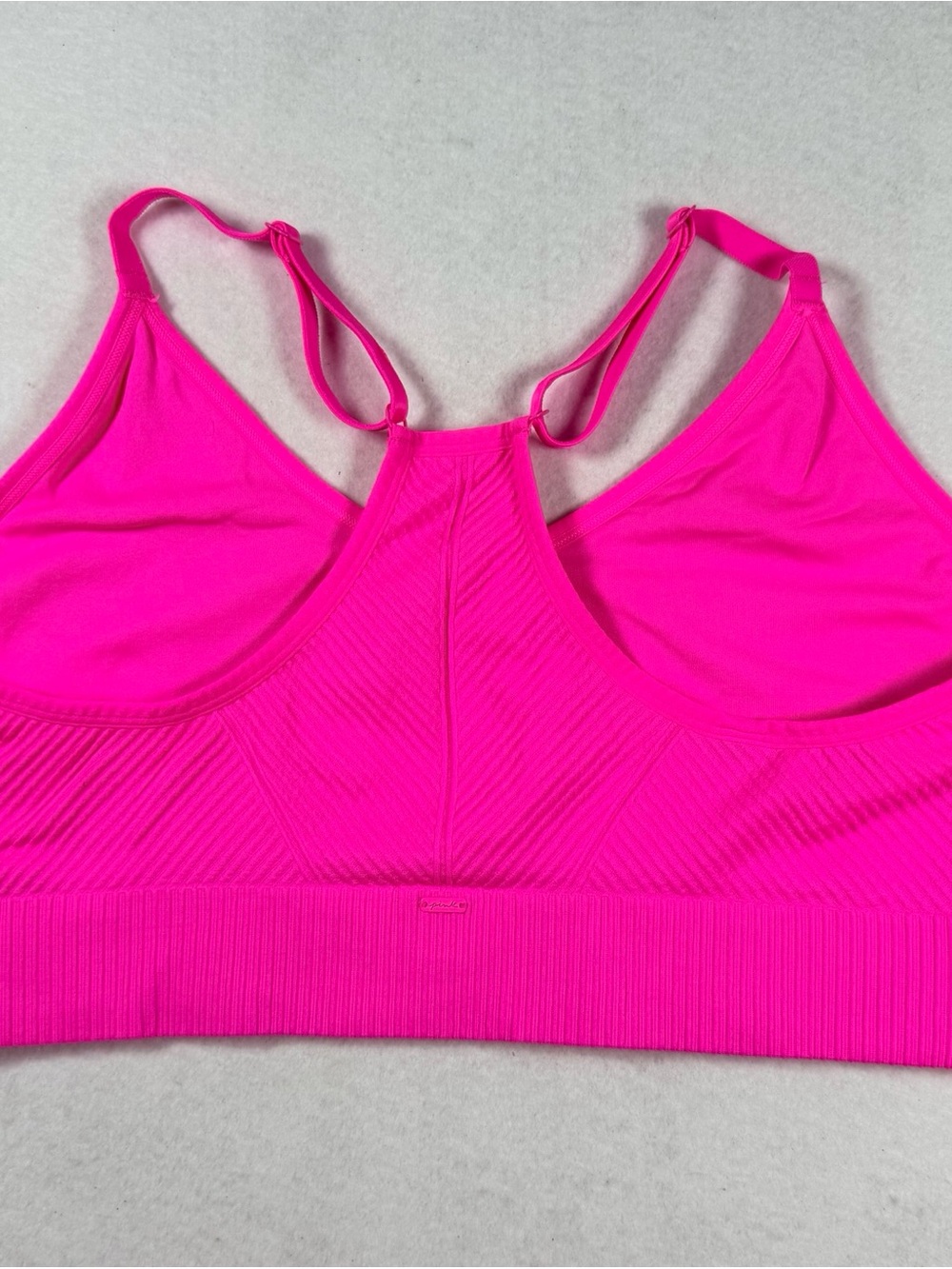 PINK Victoria’s Secret Hot Pink Ribbed Racerback Sports Bra M - Picture 5 of 9